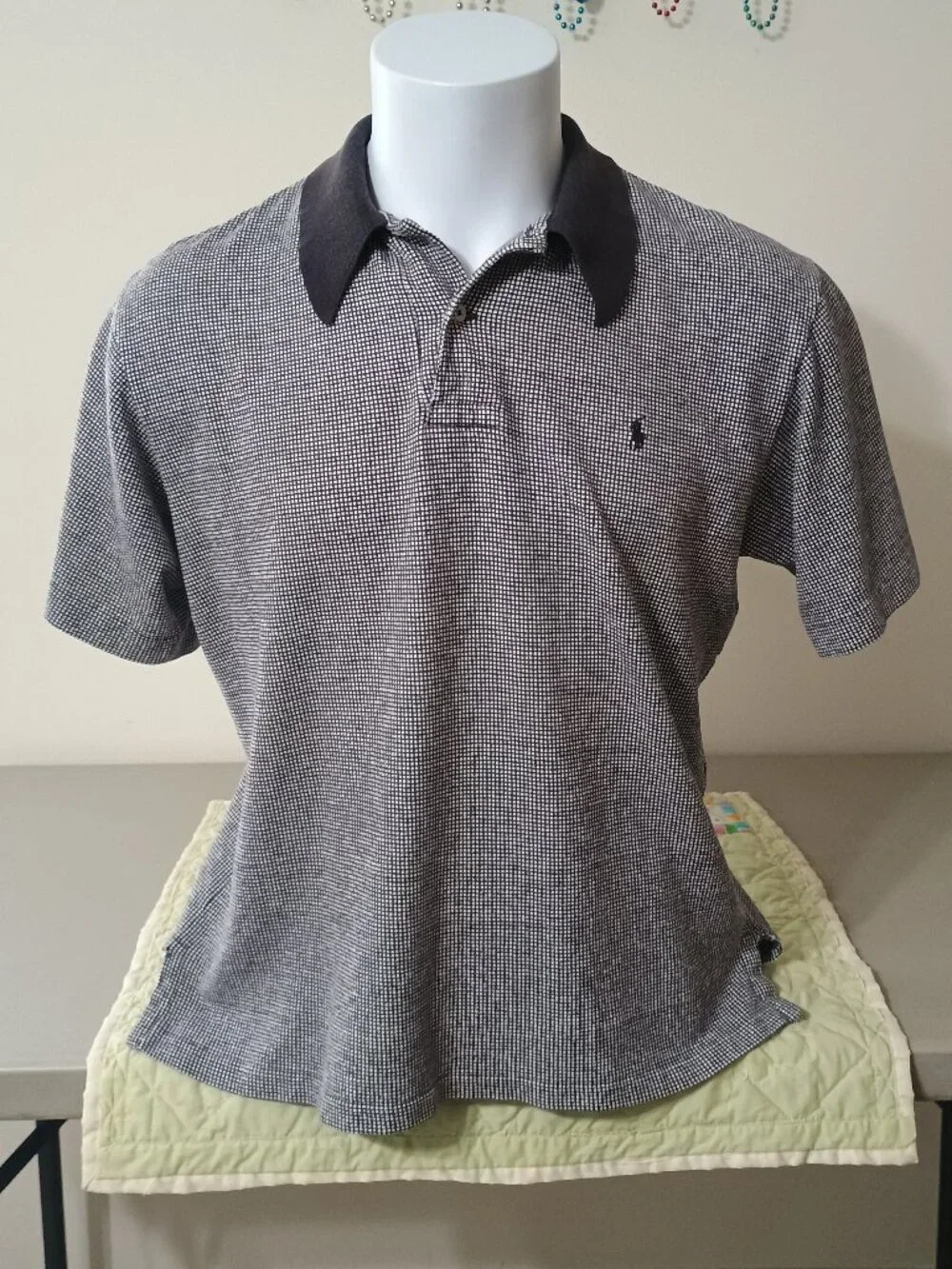 Polo Ralph Lauren Grid Polo Shirt Medium Black & White